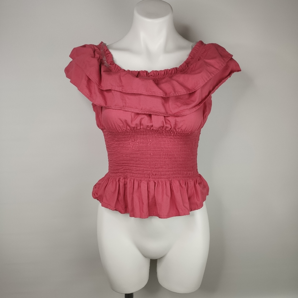 Planet Gold Off the Shoulder Top with Ruffles